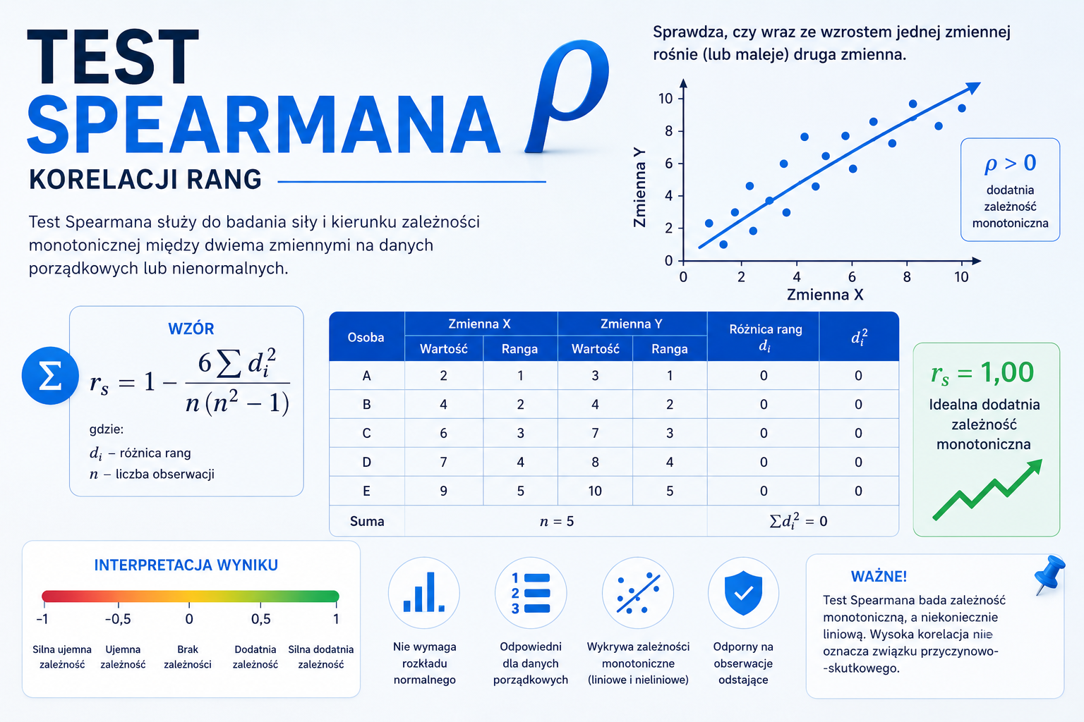 Test Spearmana \ Statystyka24.pl